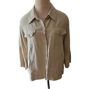 NWOT Liz Claiborne silk & linen tan lightweight coat